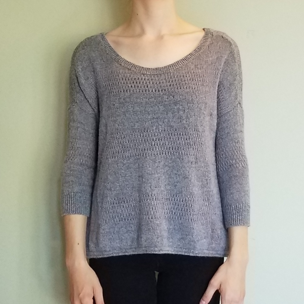 Gray American Eagle Mixed Knit Sweater XS